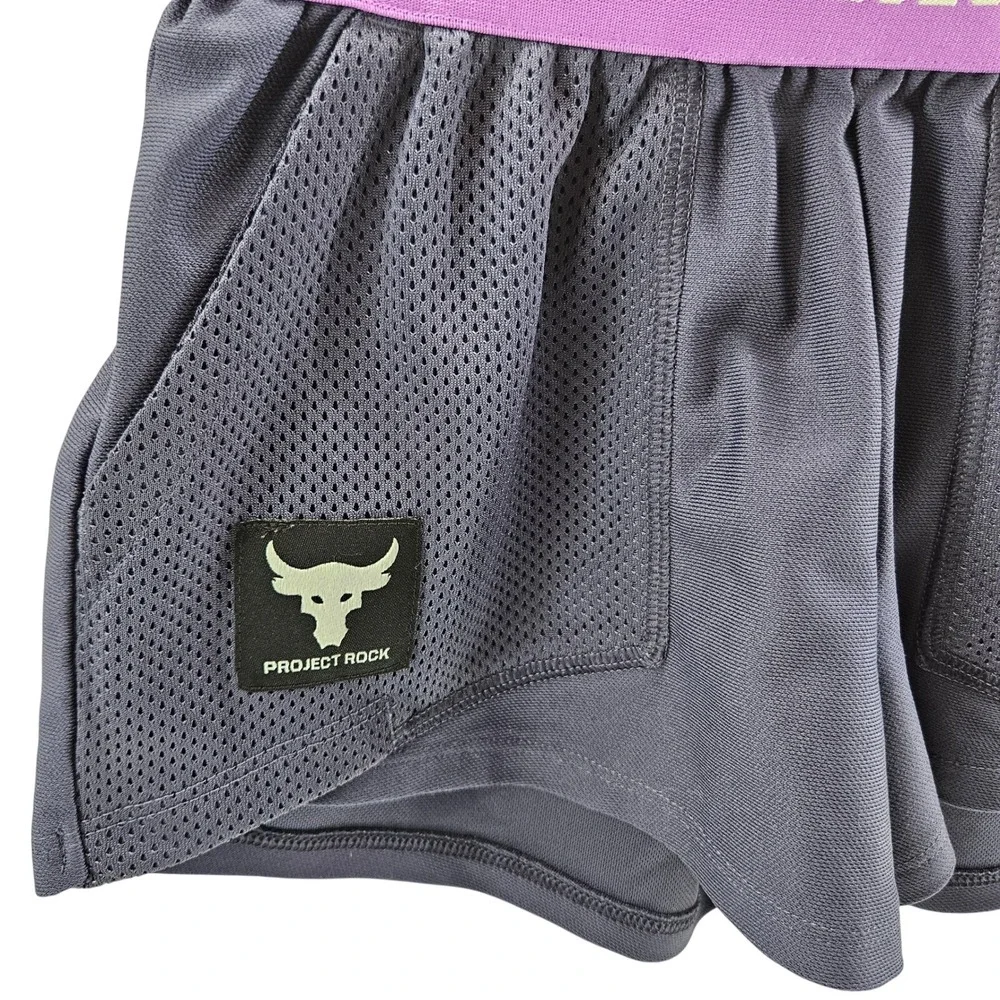 Under Armour Project Rock Kids YSM JP CH Loose Fit Athletic Shorts‎ Purple EUC
